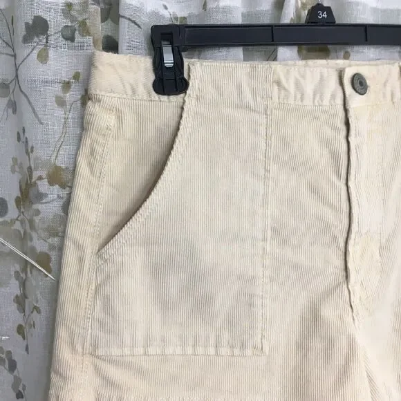 American Eagle Corduroy Shorts 12 Retro High Waist Stretch Beach Festival Boho - Picture 3 of 13